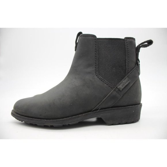 Teva Ellery Women's Size 5.5 Pull on Waterproof Black Leather Chelsea Boots - Picture 4 of 9
